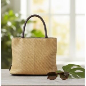 Cerruti 1881 Purse Tan Bucket Bag Faux Leather Shoulder Bag Raffia Purse